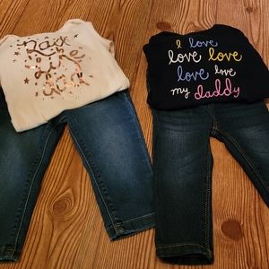 2 pairs Old Navy Jeans, 1 Old Navy long sleeve onesies, 1 GAP long sleeve onesie